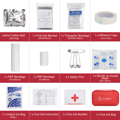 LotFancy First Aid Kit, Emergency Kit for Home, Car, Travel, Office, Medical Survival Kit, 134 Piece