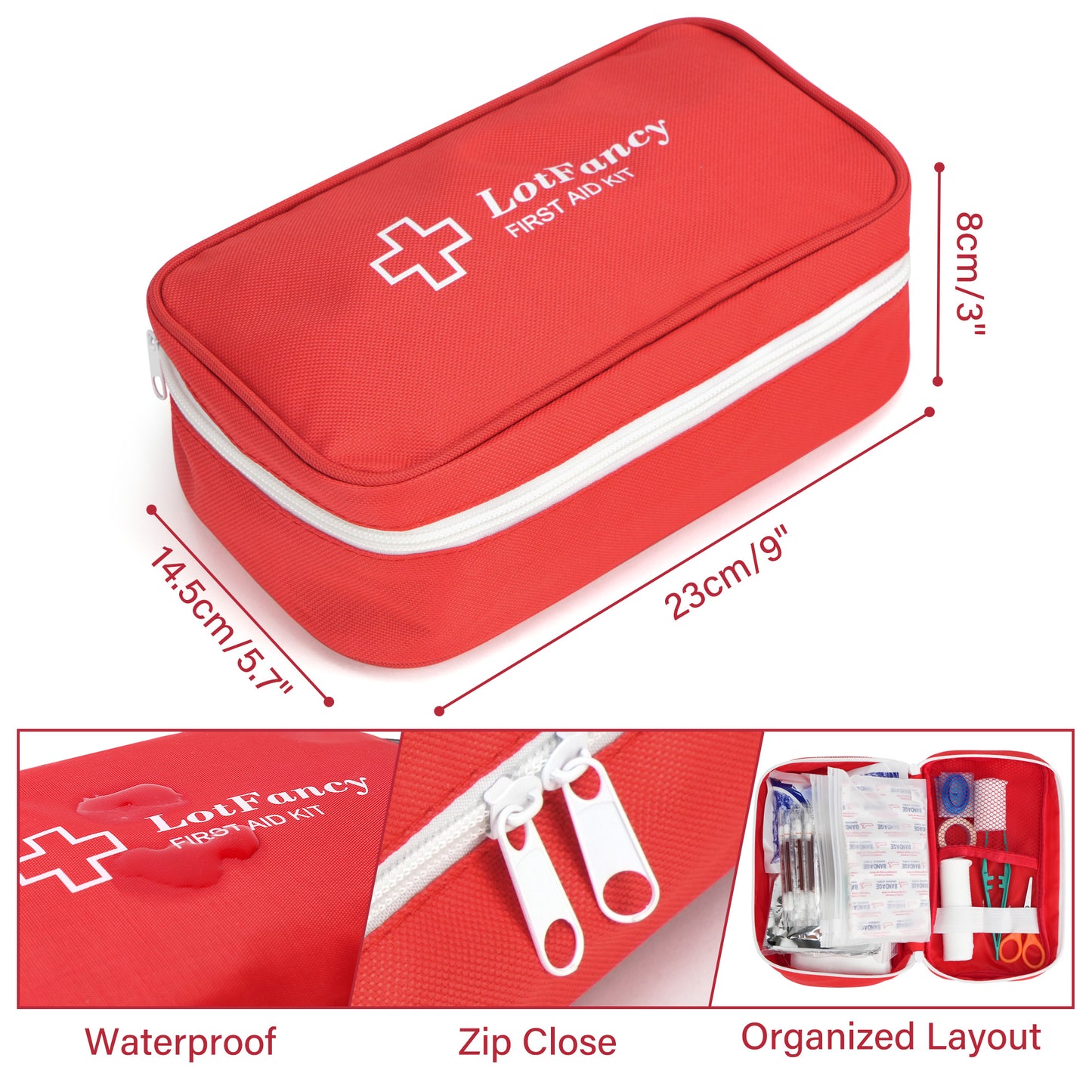 LotFancy First Aid Kit, Emergency Kit for Home, Car, Travel, Office, Medical Survival Kit, 134 Piece