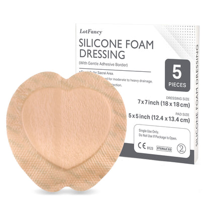 LotFancy Silicone Foam Dressing, Wound Dressing with Border, Bed Sores, Pressure Ulcers Healing Bandage Pad, Highly Absorbent, Waterproof