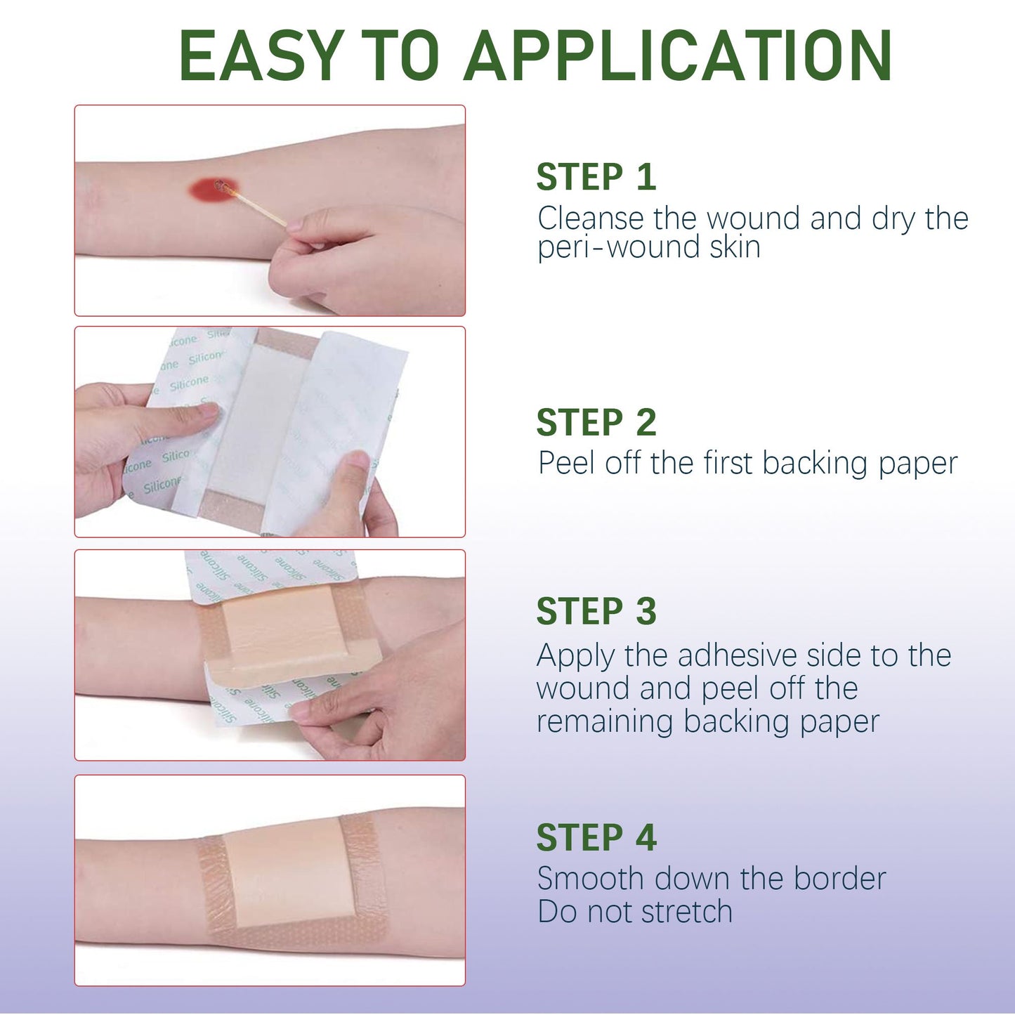 LotFancy Silicone Foam Dressing, Wound Dressing with Border, Bed Sores, Pressure Ulcers Healing Bandage Pad, Highly Absorbent, Waterproof