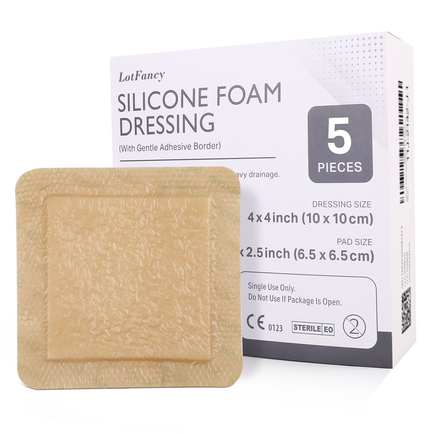 LotFancy Silicone Foam Dressing, Wound Dressing with Border, Bed Sores, Pressure Ulcers Healing Bandage Pad, Highly Absorbent, Waterproof