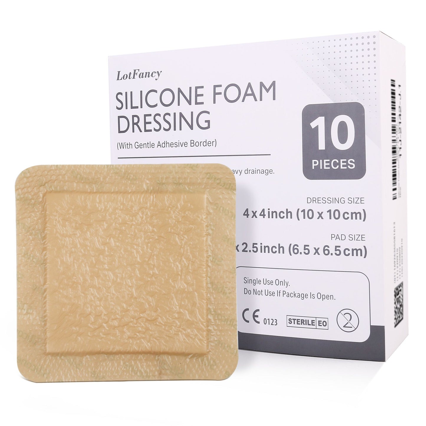 LotFancy Silicone Foam Dressing, Wound Dressing with Border, Bed Sores, Pressure Ulcers Healing Bandage Pad, Highly Absorbent, Waterproof