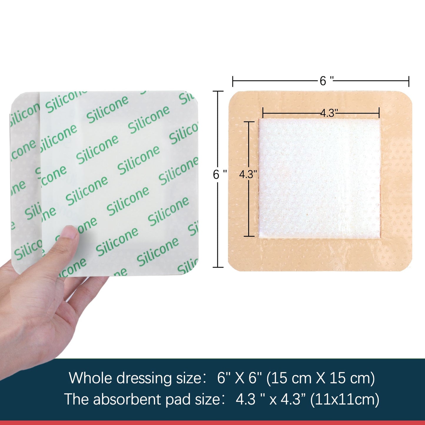 LotFancy Silicone Foam Dressing, Wound Dressing with Border, Bed Sores, Pressure Ulcers Healing Bandage Pad, Highly Absorbent, Waterproof