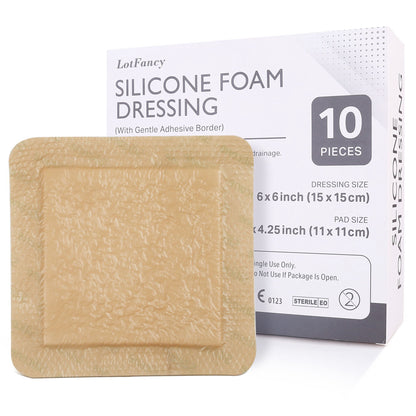 LotFancy Silicone Foam Dressing, Wound Dressing with Border, Bed Sores, Pressure Ulcers Healing Bandage Pad, Highly Absorbent, Waterproof