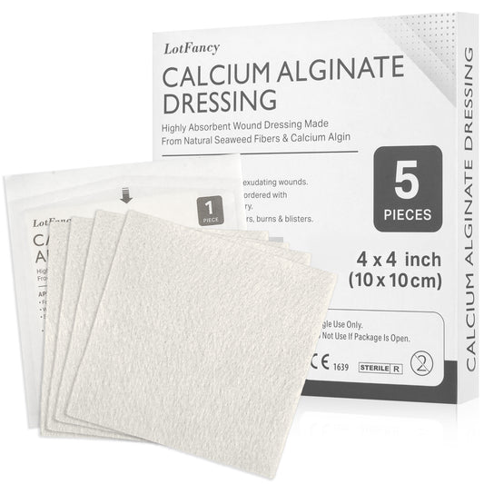 Calcium Alginate 4"x 4", Wound Dressing Pad, Non-Stick Padding, Highly Absorbent & Comfortable Wound Dressing Pad for Skin Healing Support