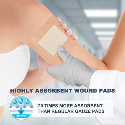LotFancy Calcium Alginate Wound Dressing, 4" x 8", 5 Pack, Non-Stick Gauze Pads, Highly Absorbent