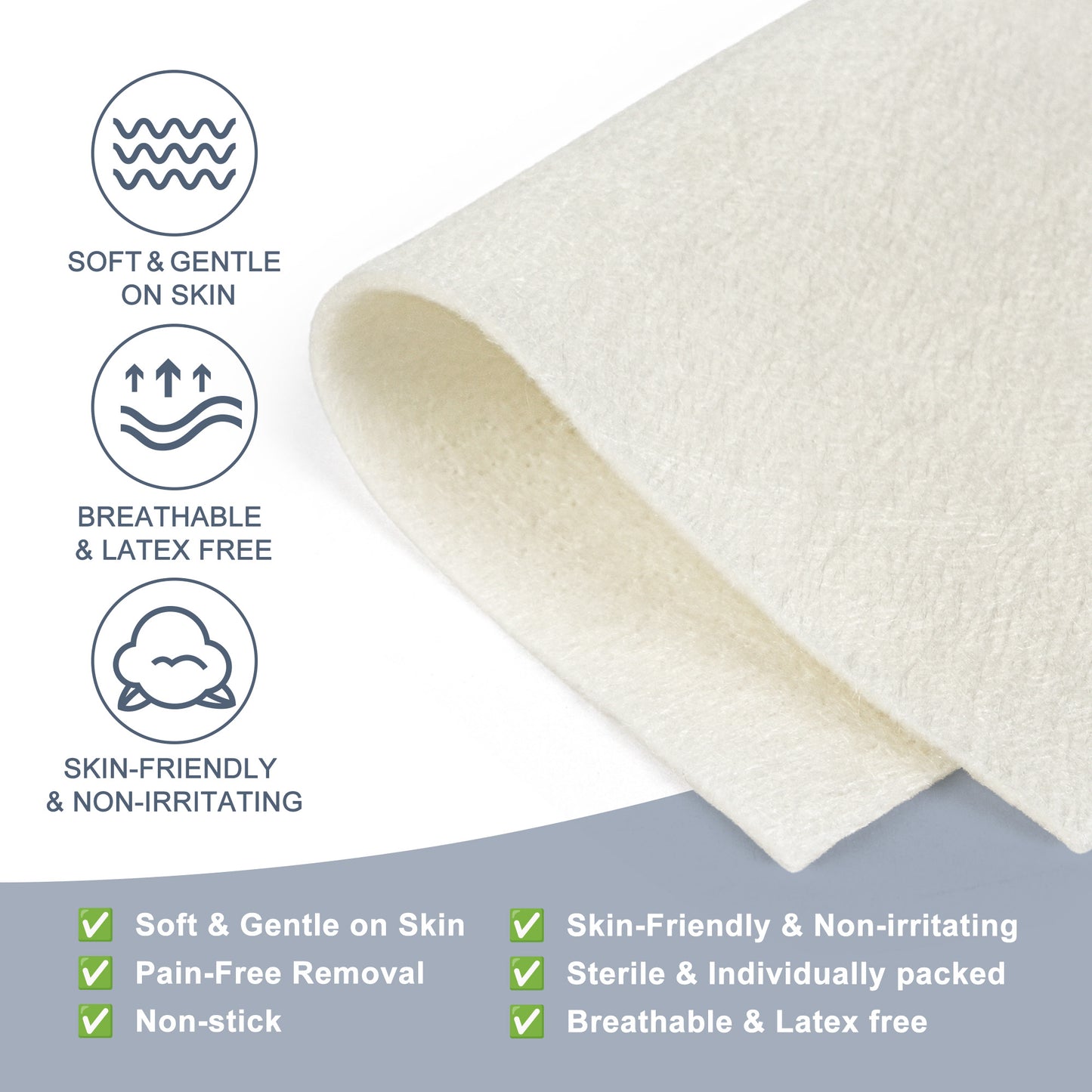 LotFancy Calcium Alginate Wound Dressing, 4" x 8", 5 Pack, Non-Stick Gauze Pads, Highly Absorbent