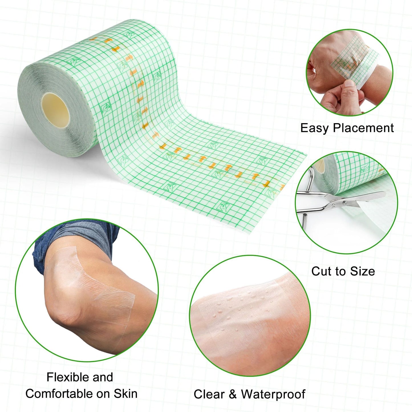 LotFancy Tattoo Aftercare Bandage, 4" x 12 Yards, Waterproof Tattoo Wrap Tape for Second Skin Healing