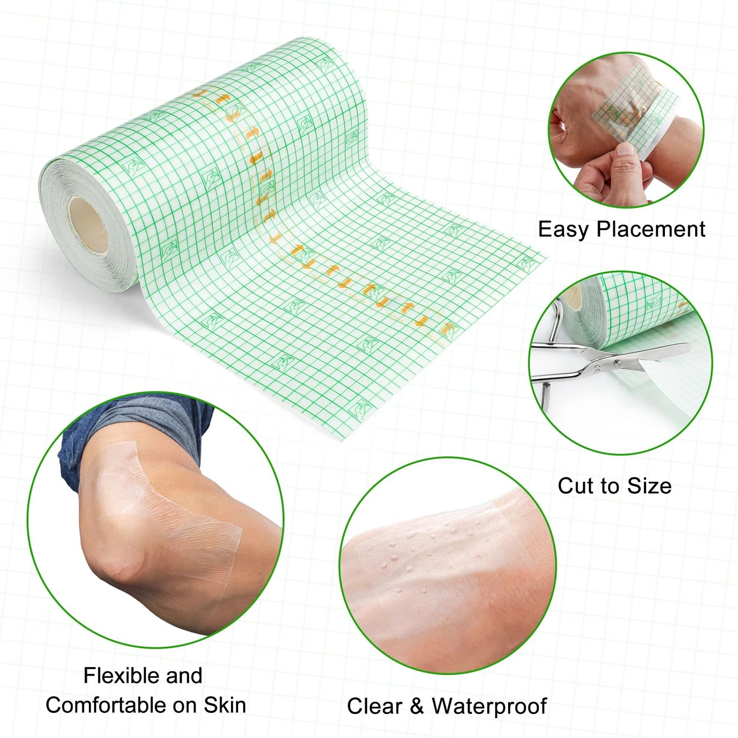 LotFancy Tattoo Aftercare Bandage, 6" x 8.8 Yards, Clear Waterproof Film Dressing for Tattoo Supplies
