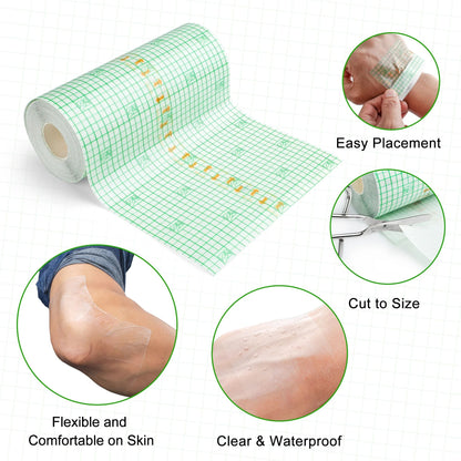 LotFancy Tattoo Aftercare Bandage, 6" x 8.8 Yards, Clear Waterproof Film Dressing for Tattoo Supplies