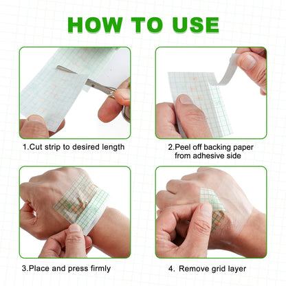 LotFancy Tattoo Aftercare Bandage, 6" x 8.8 Yards, Clear Waterproof Film Dressing for Tattoo Supplies