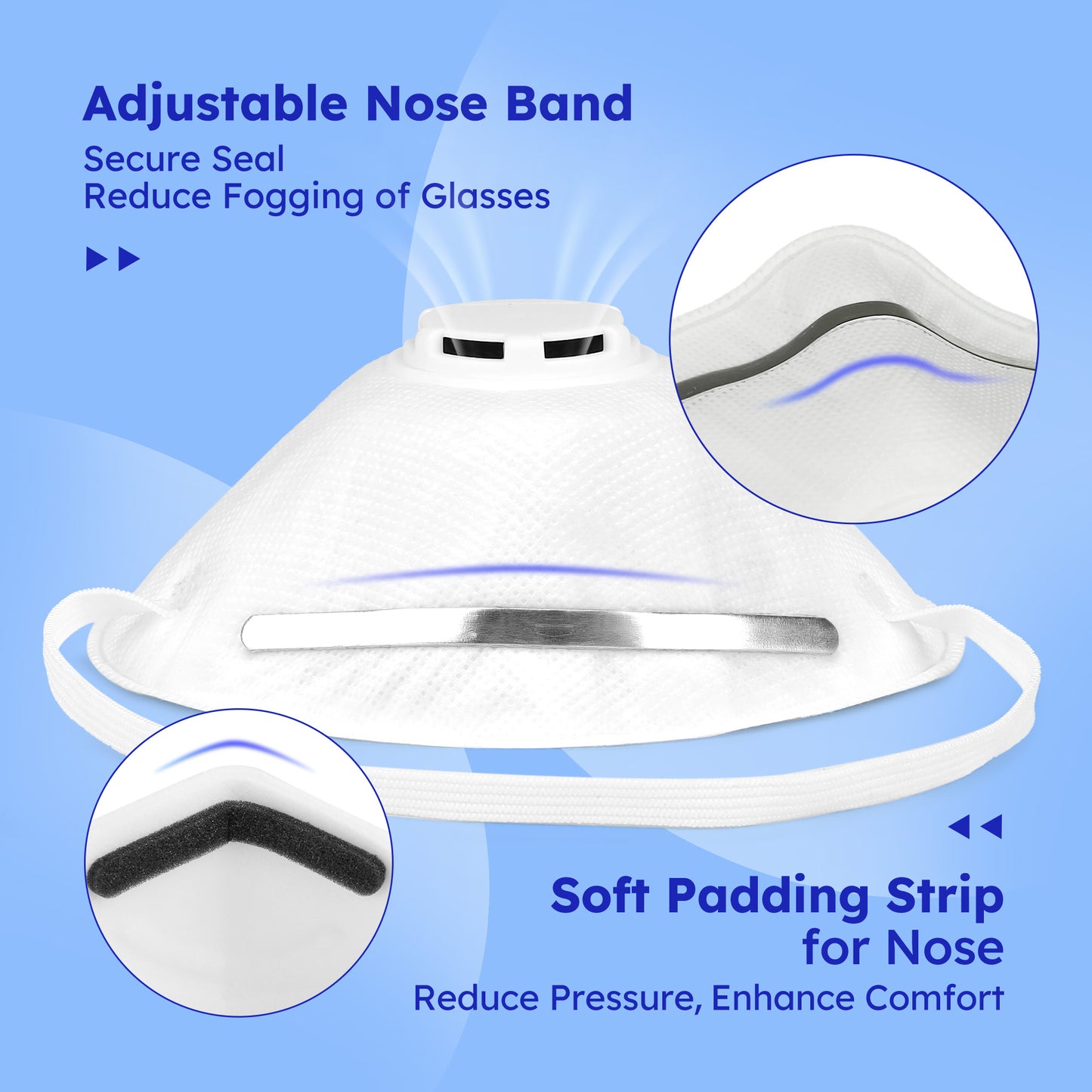LotFancy NIOSH N95 Mask, 15PCS Particulate Respirator with Breathing Valve, Disposable Air Filter Masks Against Dust, Pollution, Particle, Face Mask for Woodworking, Construction