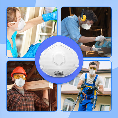 LotFancy NIOSH N95 Mask, 15PCS Particulate Respirator with Breathing Valve, Disposable Air Filter Masks Against Dust, Pollution, Particle, Face Mask for Woodworking, Construction