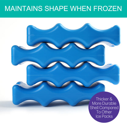 LotFancy 4 Ice Packs for Coolers, Reusable Insulated Contoured Freezer Pack for Lunch Box, Beer Can