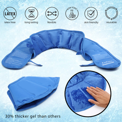 LotFancy Neck and Shoulder Gel Ice Pack, Reusable Cold Neck Wrap for Pain with Adjustable Straps, Flexible Hot Cold Therapy for Swelling, Injuries, Stress, Tension Relief