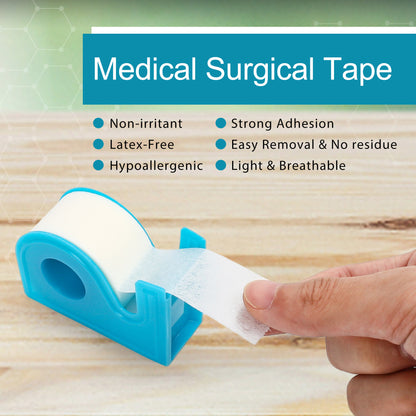 LotFancy Medical Tape, Adhesive Hypoallergenic Surgical Paper Tapes, Wound First Aid Tape, 2 Dispensers Included