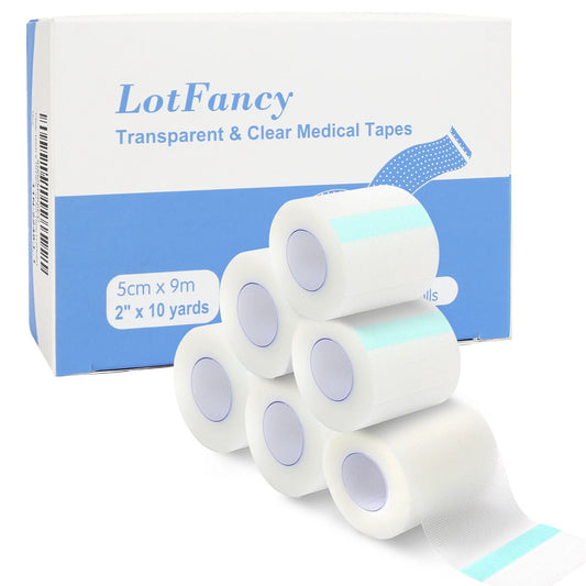 LotFancy Transparent Medical Tape, 6 Rolls 2 in x 10 Yards PE First Aid TapeLotFancy Transparent Medical Tape, 6 Rolls 2 in x 10 Yards PE First Aid Tape