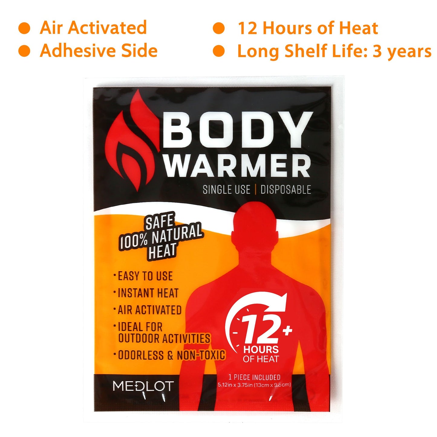 LotFancy Large Body & Hand Super Warmers, 5.1x3.7 in, 20 Pack, Air-activated Warmers, Up to 12 Hours of Heat