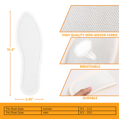 LotFancy Heated Insole Foot Warmers with Adhesive, 20 Pairs, Up to 10 Hours of Heat, Air Activated Warmers, 10.4 x 3.5in