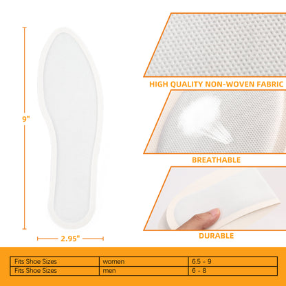 LotFancy Heated Insole Foot Warmers with Adhesive, 20 Pairs, Up to 10 Hours of Heat, Air Activated Warmers, 9X2.9in