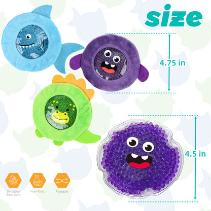 LotFancy Kid Ice Pack for Boo Boos, 3 Pack Reusable Gel Cold Pack for Kids, 4.75 in