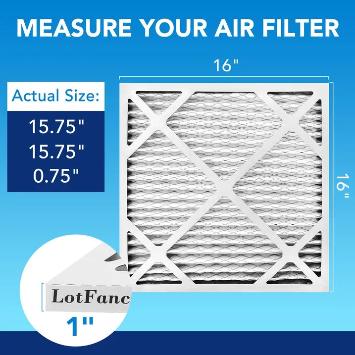 LotFancy 16x16x1 Air Filters, MERV 13 Pleated HVAC AC Furnace Air Filters, 4 Pack