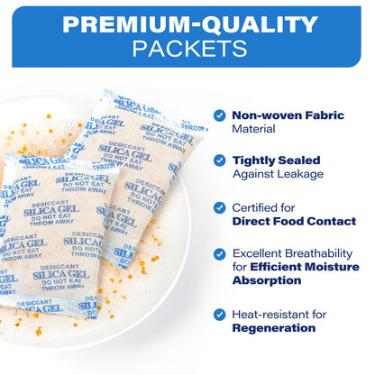 LotFancy 50 Gram 15 Packs Silica Gel Packets Desiccant Moisture Absorber Dehumidifier,Rechargeable