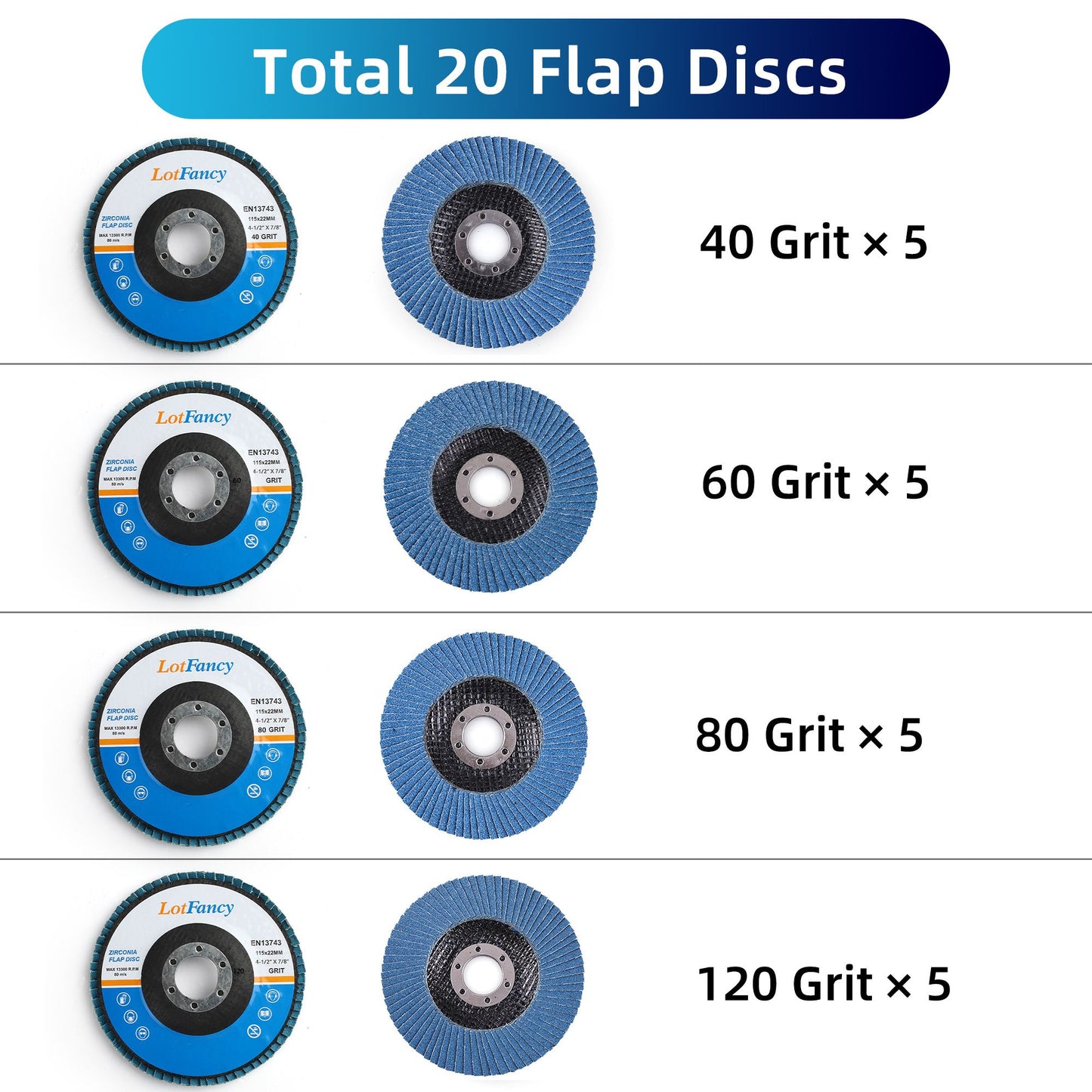 LotFancy Flap Discs for Angle Grinder