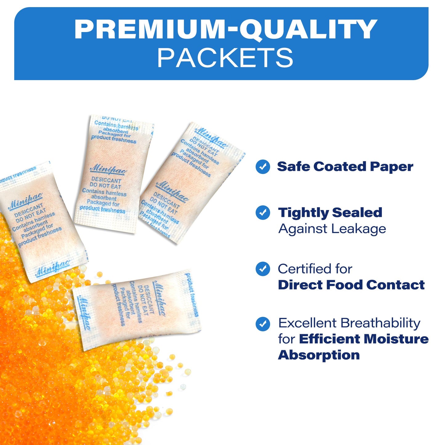 LotFancy Silica Gel Packets, 300 Packs 0.5 Gram, Rechargeable Indicating Desiccant Dehumidifier