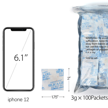 LotFancy 100 Packs 3Gram Silica Gel Packets, Indicating Desiccant Packets