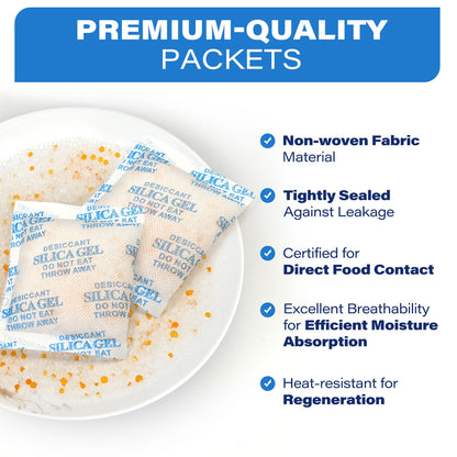LotFancy 50 Packs 20 Gram Silica Gel Packets, Indicating Desiccant Packets