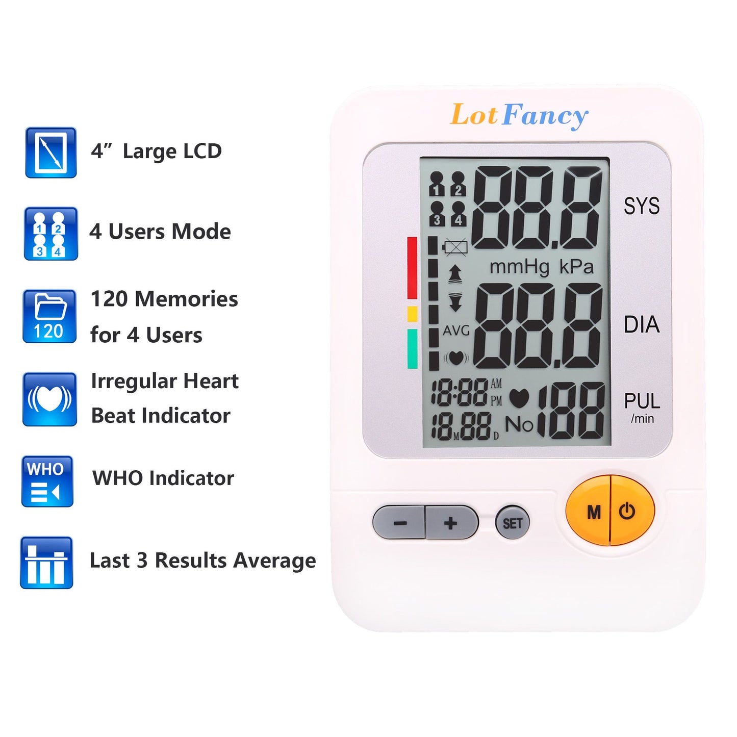 LotFancy Upper Arm Blood Pressure Monitor - Auto Digital BP Machine with Medium Cuff (8.6 -14 in)