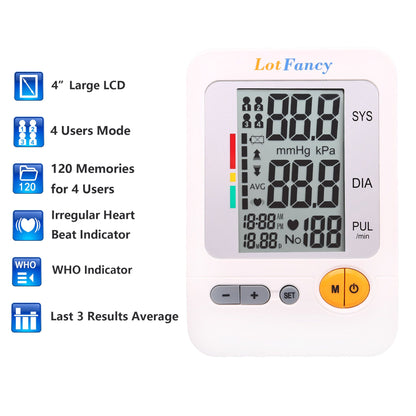 LotFancy Upper Arm Blood Pressure Monitor - Auto Digital BP Machine with Medium Cuff (8.6 -14 in)