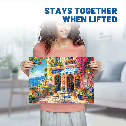 BenBen Puzzles for Adults 500 Pieces, Caffè di Mare, Jigsaw Puzzle with Patterns on Back
