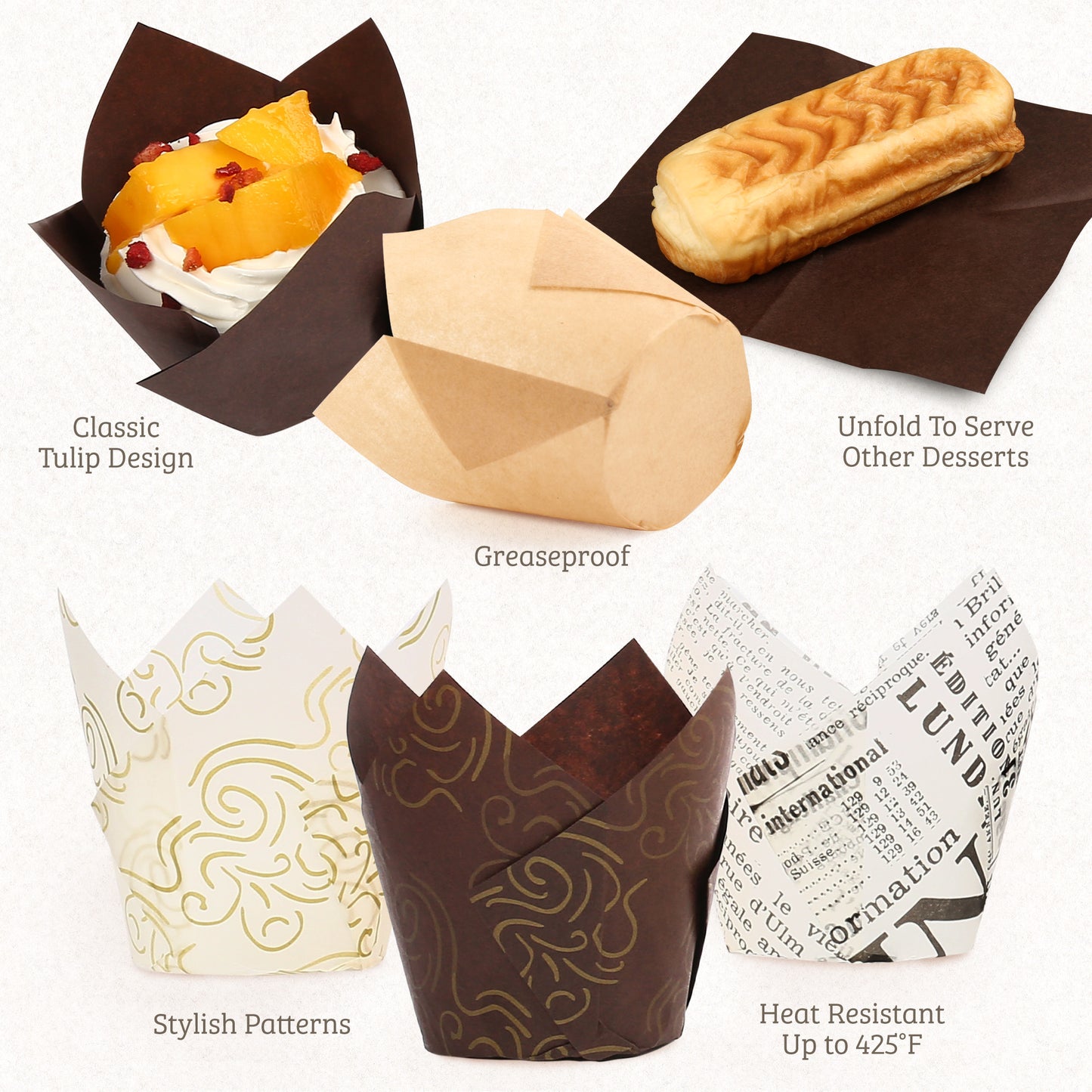LotFancy 200 Pcs Tulip Cupcake Liners, Muffin Cupcake Paper Wrappers, Multicolor