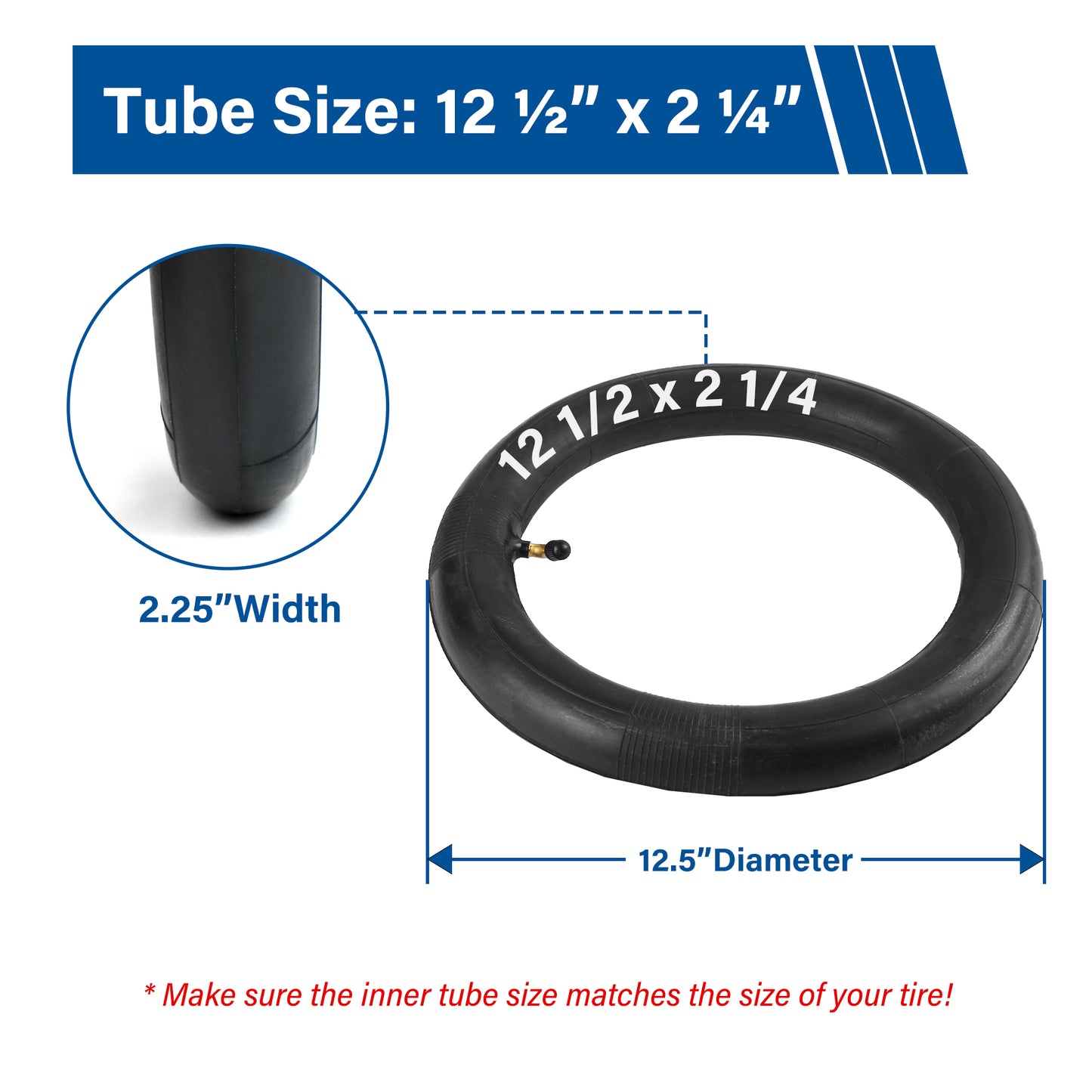 LotFancy 12 1/2 x 2 1/4 Inner Tube for Razor Pocket Mod, 2 Pack 12.5 x 2.25 Angled Valve Stem Tubes for Pocket Bikes, Gas Scooters, Electric Scooters, Mini Bikes, Mobility Scooters and More