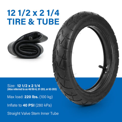 12.5 x 2.25 (12-1/2 x2-1/4) Tire & Inner Tube Set for Razor Pocket Mod (Bella, Betty, Bistro, Daisy, Hannah, Sweet Pea), Currie, Schwinn, GT, IZIP, eZip, MX125 Dirt Rocket