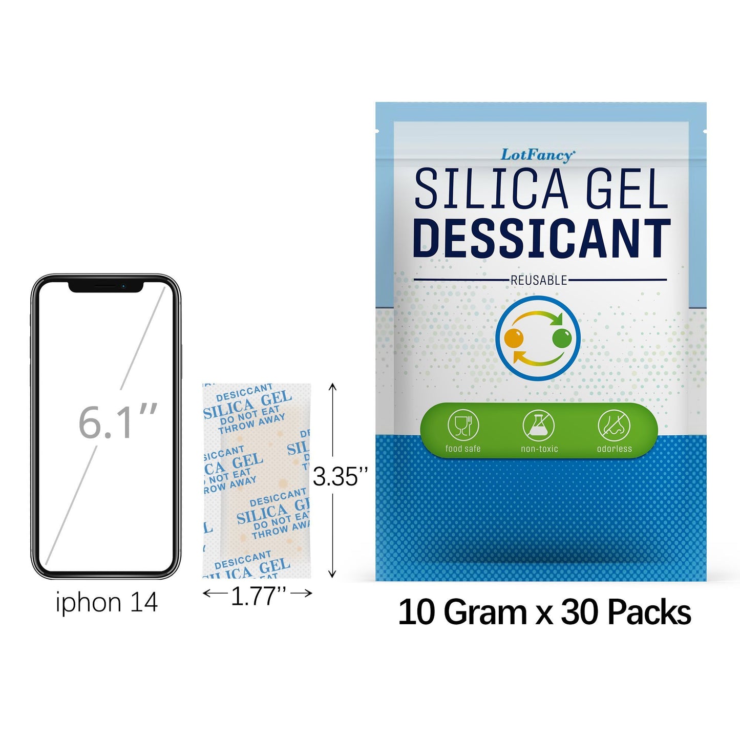 LotFancy Silica Gel Packs, Food Grade Desiccant Packs, Orange to Green Indicating, Non-Toxic Moisture Absorber Desiccant Bags