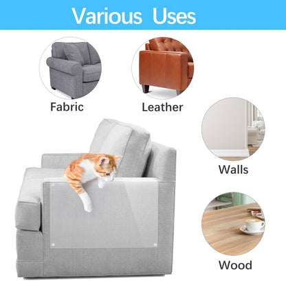 Prime Pets 8 Pack Cat Scratch Couch Protector, Cat Scratch Furniture Deterrent Tape with Pins, Clear