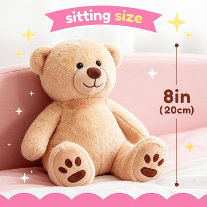 LotFancy Teddy Bear Stuffed Animals, Soft Plush Bear with Footprints, 10 in Plush Toy Gifts for Kids Girls