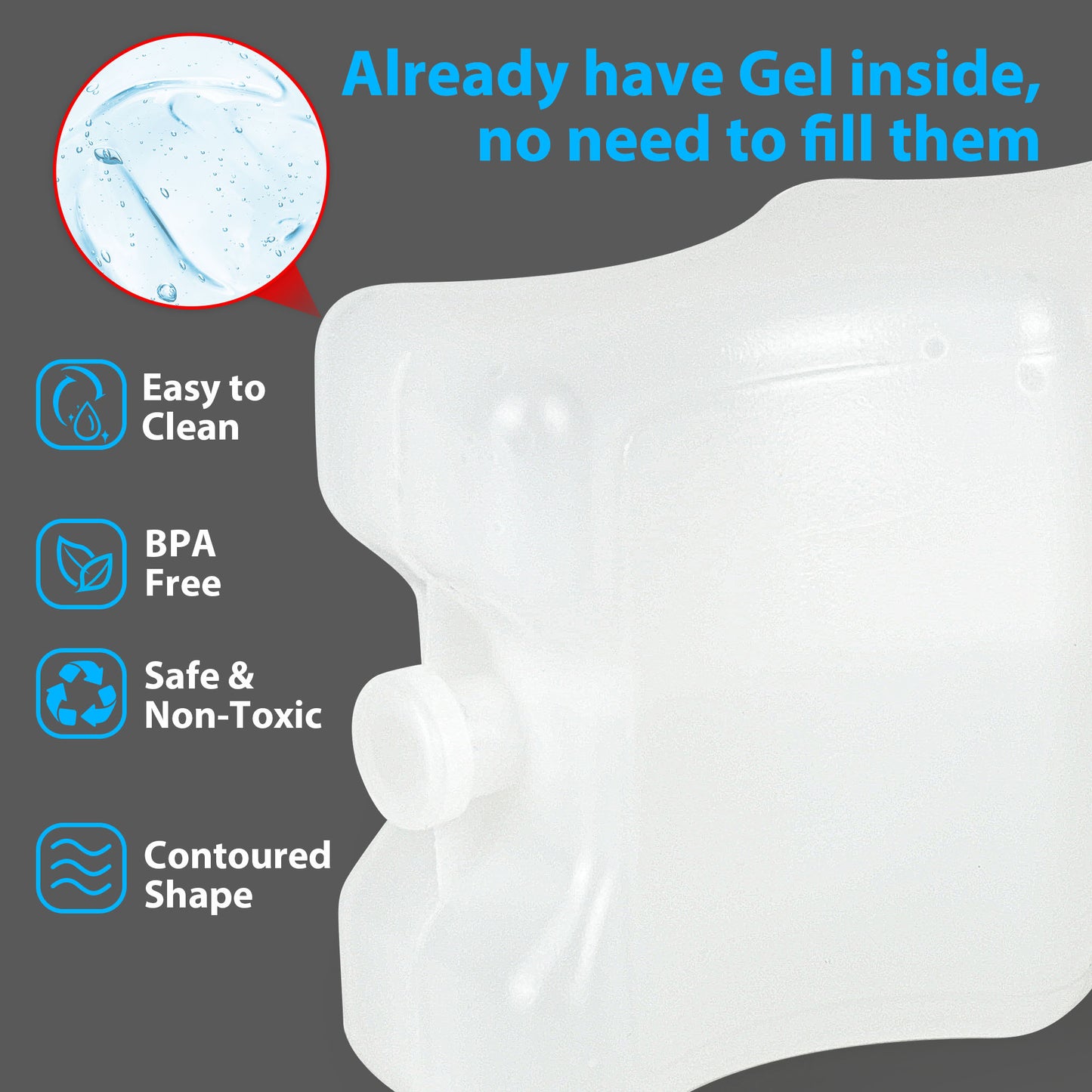 LotFancy 2Pcs Ice Packs for Coolers, Contoured Freezer Pack for Lunch boxes,Reusable, White