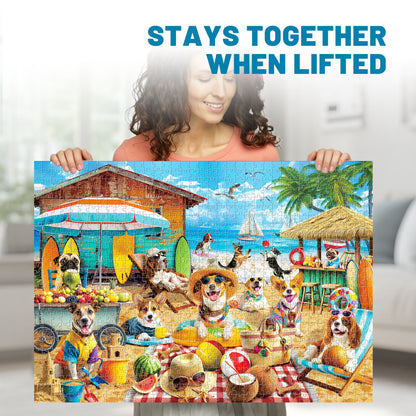 BenBen 1000 Pieces Puzzles For Adults, Dogs' Beach Party, Challenging Jigsaw Puzzle