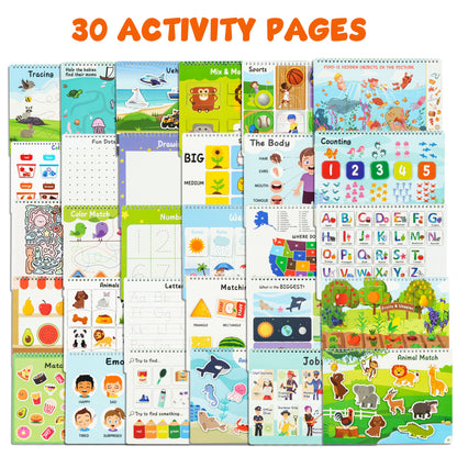 BenBen Busy Book for Toddlers, 30 Themes, Pre-Assembled, Montessori Toys WMT