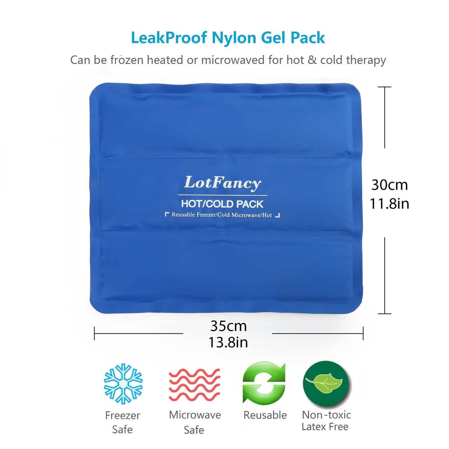 LotFancy Ice Pack for Injuries, Large Reusable Soft Hot Cold Gel Pack for First Aid, 13.8 x 11.8 in