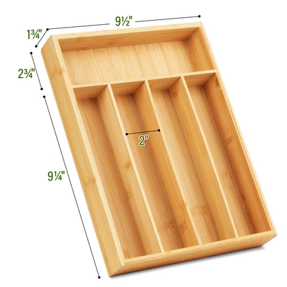 LotFancy Bamboo Kitchen Drawer Organizer for Large Cutlery, Utensil Holder and Silverware Tray