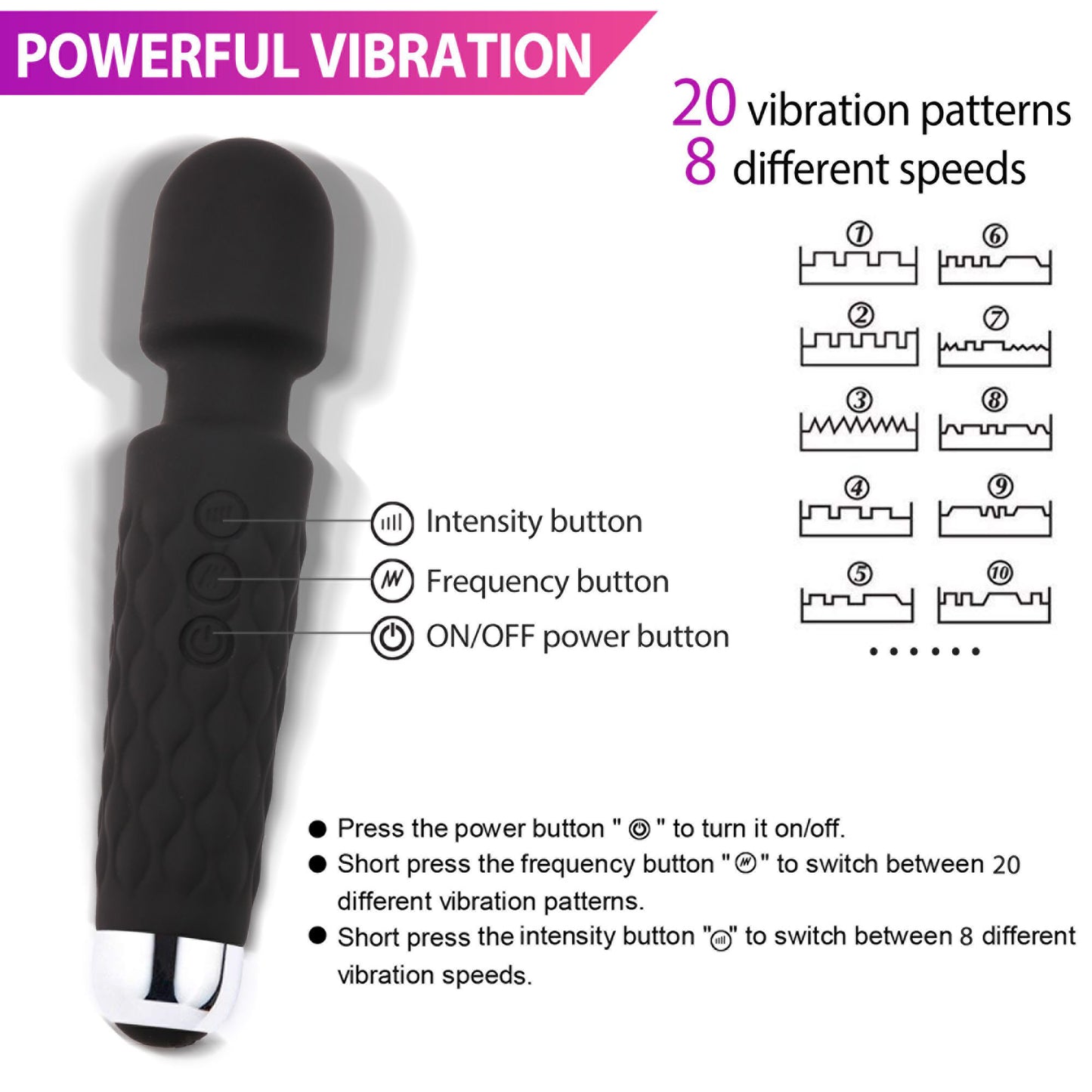 LotFancy Wand Massager for Women, Rechargeable Handheld Massager for Neck Shoulder Back