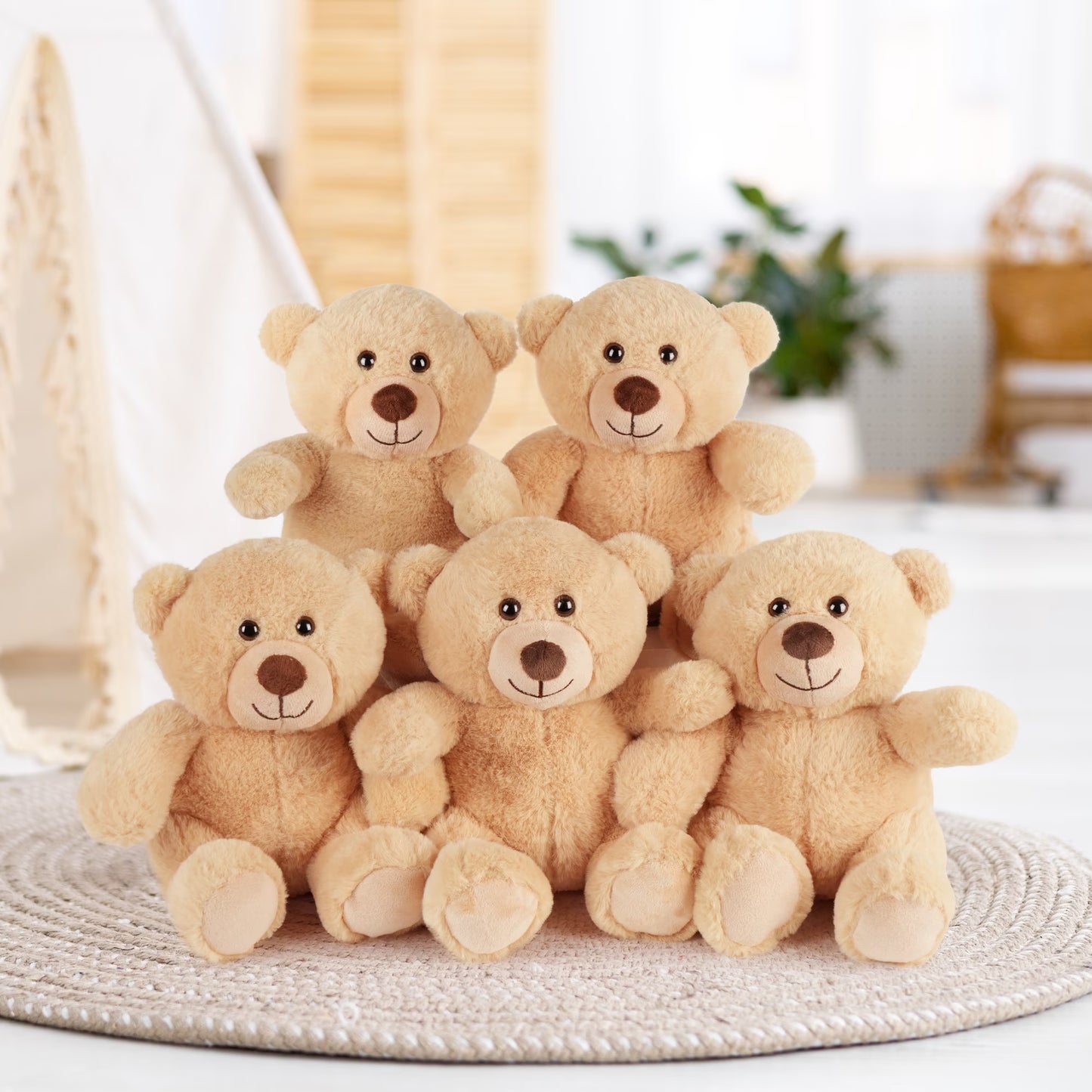 LotFancy Teddy Bear Stuffed Animal, 5 Pack 10 in Bulk Plush Bear Gifts for Kids, Boys, Girls