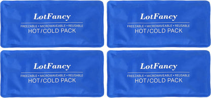 LotFancy Ice Pack for Injuries, 4 Pcs Reusable Soft Hot Cold Gel Pack for First Aid, 10.5 x 5 Inches