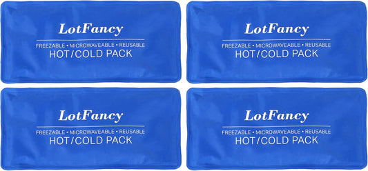 LotFancy Ice Pack for Injuries, 4 Pcs Reusable Soft Hot Cold Gel Pack for First Aid, 10.5 x 5 Inches