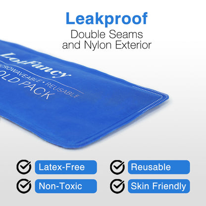 LotFancy Ice Pack for Injuries, 4 Pcs Reusable Soft Hot Cold Gel Pack for First Aid, 10.5 x 5 Inches